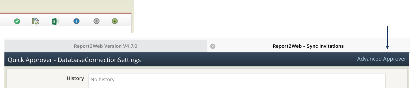 Screenshot of accessing Advanced Approver dialog from within the Quick Approve dialog.